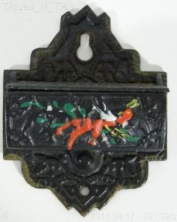 vintage cast iron match holder handpainted ornate 