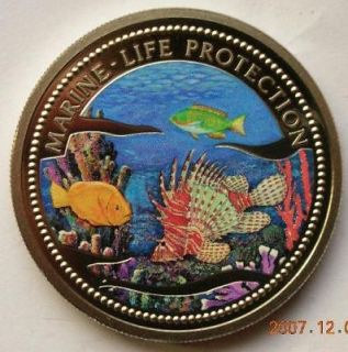 palau 2000 coral fish dollar colour coin prooflike from china