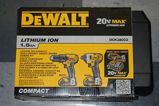   DCK280C2 20V MAX Li Ion 1.5Ah Compact Drill & Impact Driver Kit   NEW