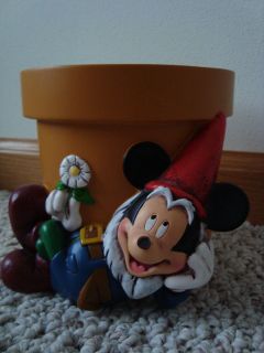 DISNEY Mickey Mouse Clay FLOWER POT Plant Holder Disneyland BRAND 