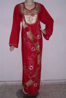 Egyptian Cotton Embroidered Long Kaftan Caftan Jilbab Arabic Dress 