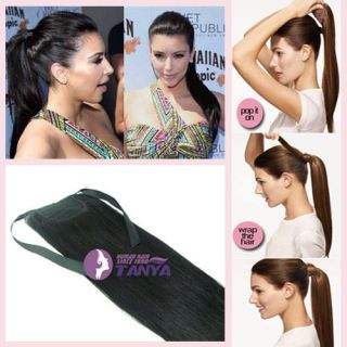 High Ponytail Clip in Remy Human Hair Extensions Man​y Colors and 