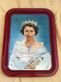 Vintage 1953 Tin Tray Of Queen Elizabeth II Coronation Souvenir