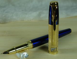   6117 Fountain Pen Gold Stars Cap Blue Barrel Extra Fine Nib Size H62