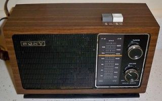   Sony TFM 9430W Solid State AM FM Radio 10 Transistors Wood Finish NICE