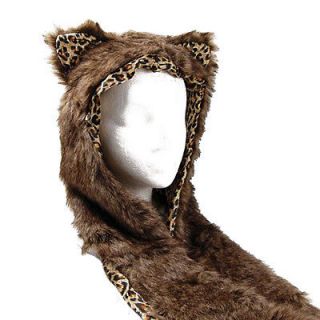   Animal Hat Earmuff Scarf Gloves Mitten Full Hood D.Leopard