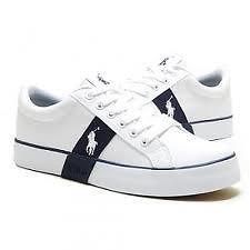 polo ralph lauren giles youth kids boys white navy leather sneakers 