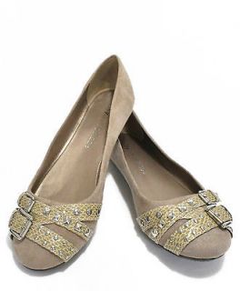 CITY CLASSIFIED LIST TAUPE SUEDE ROUND TOE STUDDED BUCKLE DETAIL 