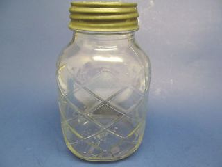 Vintage BALL Clear Glass Canning Jar w/ Diamond Design ~ Zinc Top