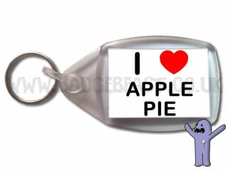 Love Heart Apple Pie Novelty Plastic Key Ring   Choice of Size