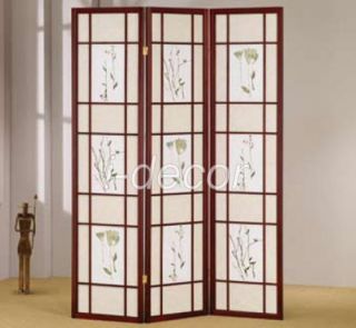 panel wood room divider screen flowered shoji returns
