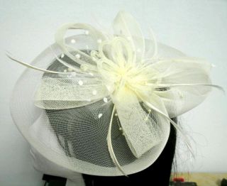 ivory cream feather fascinator hair clip new 
