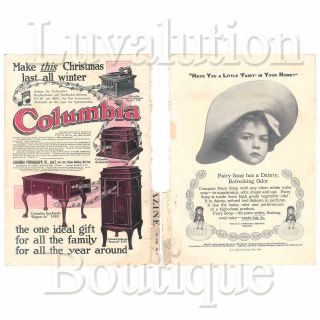 Columbia Phonograph Advertising Graphophone Grafonola Christmas Ad 