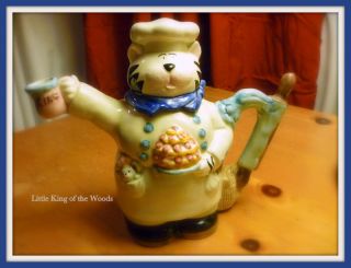 OCI by Fitz & Floyd Omnibus TEAPOT CAT Figural Chef COOK 18 oz Kitty 