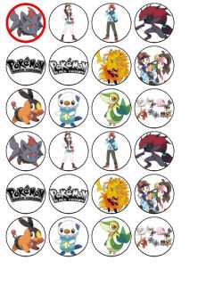 24 x pokemon black white rice wafer paper cake toppers more options 