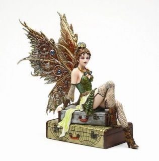 Steampunk Fairy Collection Rebecca Traveller on Atlas Suitcase Statue 