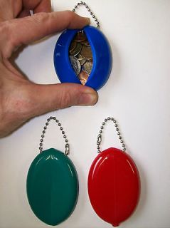   RUBBER SQUEEZE COIN KEYCHAIN MONEY CHANGE PURSE OVAL HOLDER DURABLE