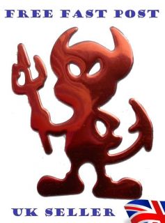 3D RED Devil / Demon Car Emblem Sticker Decal Kit   Manchester 