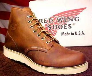 RED WING MEN SIZE 9 1/2 D MADE IN USA WEDGE SOLE BOOTS COPPER COLOR 