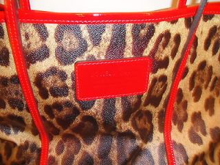 dolce and gabbana d g leopard and red patent tote bag