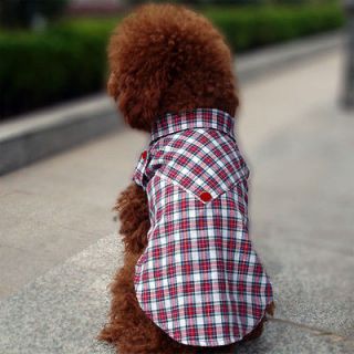 FORDOGS Pet Dog Clothes Check Red Shirt Puppy Costume Apparel