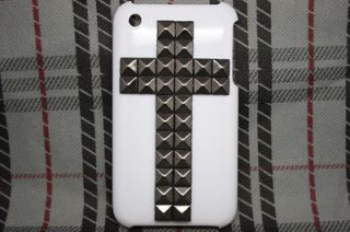 3GS Cross silver bronze Pyramid Stud Hard Back Case Cover For iPhone 