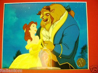 MATTED DISNEY BEAUTY AND THE BEAST ROSE CEL CELL ANIMATION ART