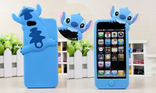 Blue 3D Disney Stitch Mini Doll Soft Silicone Case Cover for Apple 