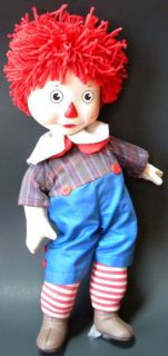 1983 Bobbs Merril Co Ideal Raggedy Andy Porcelain Doll As Is Broken 