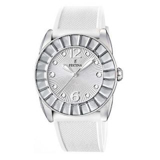   F16540/2 DREAM WOMENS SILVER DIAL WHITE RUBBER BAND ANALOG WATCH