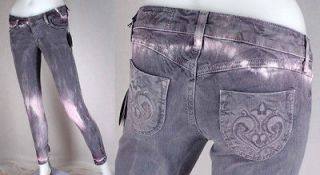 NWT $161 SIWY Cropped Ankle HANNAH Skinny Stretch Jeans Gray Pink 