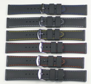   Silicon racing watch strap coloured stitching waterproof divers rubber