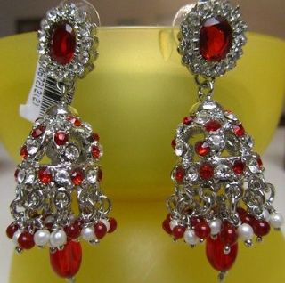 Unique Indian Handmade Silver Stones Jhumka Studded Earings