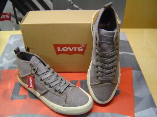 LEVIS MENS ELLIOT MID CUT CANVAS UPPER SNEAKERS STONEWASHED CHARCOAL