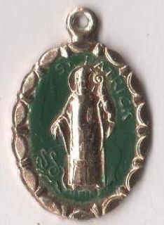   Scalloped Goldtone Aluminum Green Finish St. Patrick Religious Medal