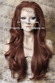 LONG WAVY Heat Resistant Lace Front WIG Realistic Copper Red mix JSEMI 