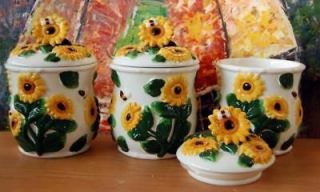 sunflower 3pc canister set canisters 3 d decor new time