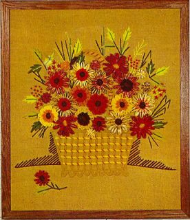Vintage Bucilla Indian Summer Basket Flower Loom Crewel Embroidery 