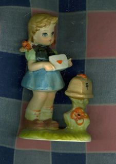 Cute Figurine Arnart 11/438 Young Girl Mailing Valentine 4 3/8 High