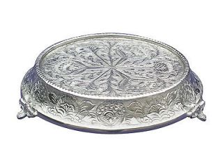   EMBOSSED WEDDING TAPERED SILVER CAKE STAND ROUND 16 STRONGLY BUILT
