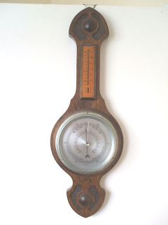 aneroid carved oak case banjo barometer thermometer location united 