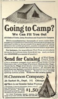 1906 h shannon co vintage tent wigwam art ad camping