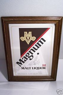 miller magnum malt liquor beer wood framed mirror sign time