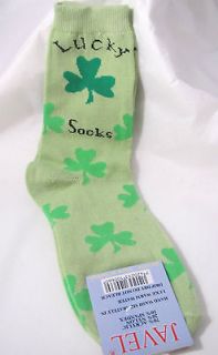 Womens Novelty Lucky Clover GREEN Crew Socks size 9 11 Celtic Casino 