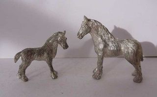   and Foal silver spelter heavy Shire Clydesdale big feet animal dray