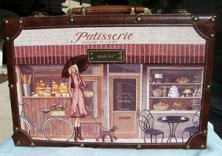 New Nicole Lee Large Vtg Patisserie Print Briefcase Hard Shell 