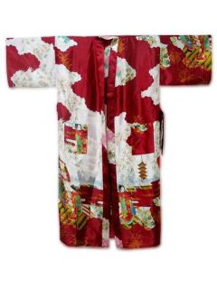 Chinese Red Womens Silk Robe Kimono Gown nighty clothes S,M,L,XL,XXL