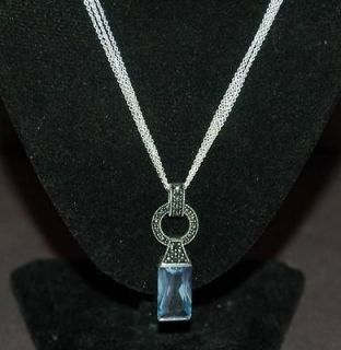 Sterling Silver 925 Necklace Made in Italy With Blue Stone Pendant