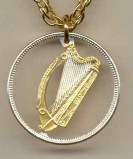 gold silver coin necklace irish ½ penny harp bronze more