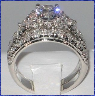   93 CT. CZ Platinum EP Bridal Wedding Engagement Ring Set   SIZE 9